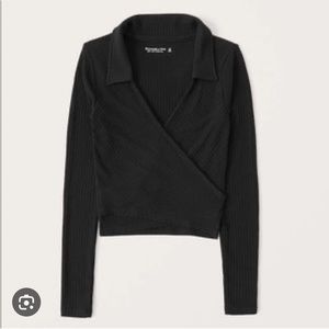 NWOT Abercrombie Long Sleeved Ribbed Polo Wrap Top